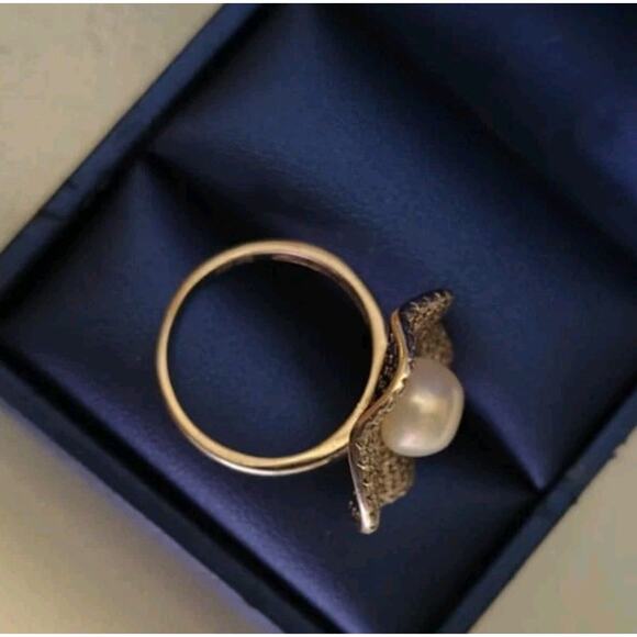 $275 Cultured Freshwater Pearl & Sterling 1 3/8 CT TGW Cubic Zirconia Ring - Picture 4 of 14